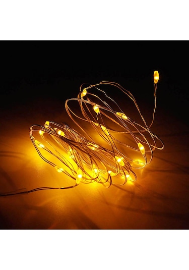 Sarı 1m 2m 3m 5m Led Dize İşıklar Gümüş Tel Peri 10-50 Leds Çelenk Ev Noel Ağacı Düğün Parti Dekorasyon 1m 10leds Sarı