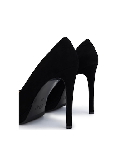 Tamer Tanca Kadın Hakiki Deri Siyah Süet Topuklu Ayakkabı 815 9382 Bn Ayk Y25 Sıyah Suet Siyah Süet