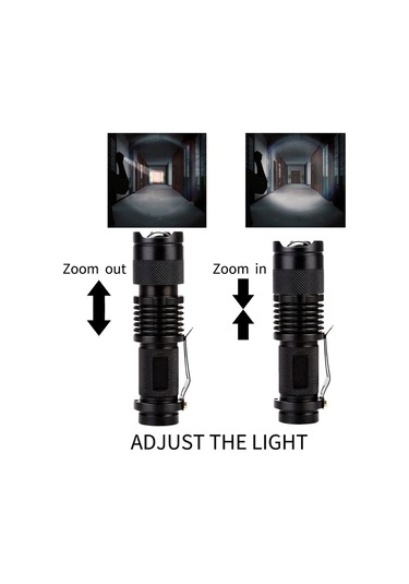 MSO Cree Q5 Led Ampül Mercekli Zoom El Feneri Siyah