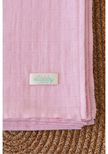 Organik Pamuk Çift Katlı Müslin Örtü Bebe Pembe 75x85 CM Pudra Pembe