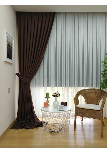 Evdepo Home Keten Kahverengi Fon Perde Tek Kanat Kahverengi