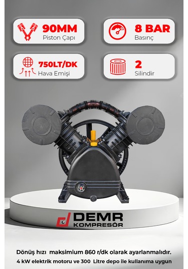 Kompresör Kafası Çift Piston 8 Bar Id2090