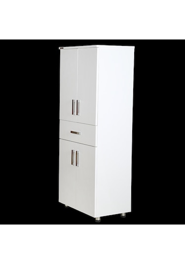 Çok Amaçlı Dolap Model Hard Parlak BEYAZ Suntalem 4Raf 1Çekmece 180 El Yapım Beyaz