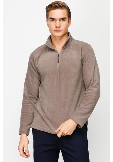 İgs Erkek A.kahve Standart Yarım Fermuar Polar Açık Kahverengi