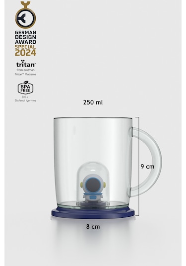 Renga Joy Astronot Figürlü 250 Ml Kulplu Tritan Bardak 222059 Mavi Mavi