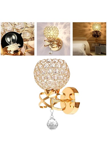 Suntek Kristal Duvar Işıkları Başucu Koridor Lambası Aplik Altın 2 Altın