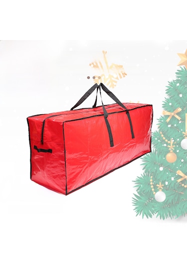 Yunboo Kırmızı Pe Örgü Noel Ağacı Depolama Çantası - Büyük Kapasiteli 122x38x50cm - Dayanıklı Tatil Dekorasyonu Saklama Çanta