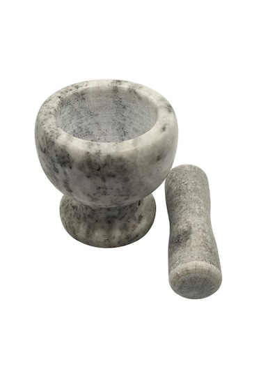 Diperla Açık Gri Marmara %100 Doğal Mermer Havan Sarımsak Dövecek