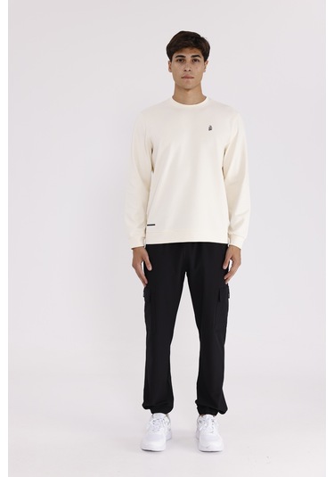 Rowinger Modal Karışımlı Yumuşak Dokulu Rahat Kalıp Esnek Kullanım Sunan Sweatshirt Ecru