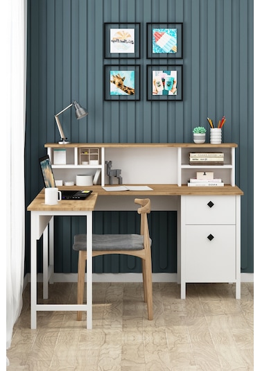 Remy Çalışma Masası Raflı L Köşe Bilgisayar Ofis Masası Sepet-beyaz Sepet-beyaz Remy Çalışma Masası Raflı L Köşe Bilgisayar Ofis Masası Sepet-beyaz Sepet-beyaz