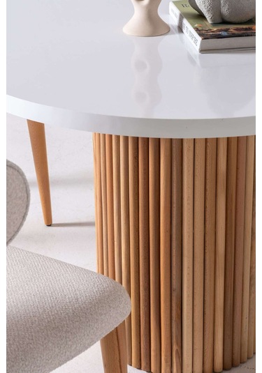 Bruge Modern Yemek Masası Takım 2 Sandalye Beyaz