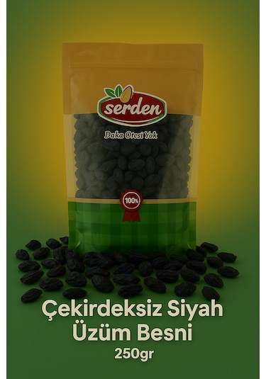 Serman Gıda Çekirdeksiz Siyah Üzüm Özbek 250 G