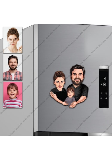 Karı Koca Aile Tasarımlı Buzdolabı Magneti/resim Gönder Magnet
