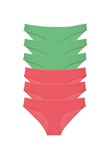 Biçomi 6 Adet Eko Set Likralı Kadın Slip Külot Yeşil Fuşya Çok Renkli