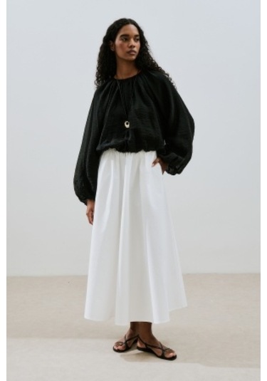 Balon Form Kısa Bluz Siyah Siyah