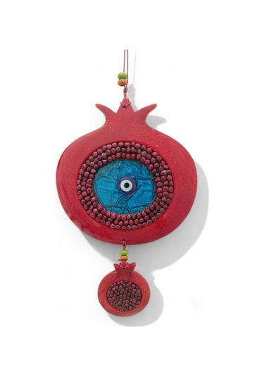 Dekoratif Canlı Renk İkili Nar Figürlü Duvar Süsü Nazarlık Zarif Ev Ve Bahçe Dekorasyonu İçin Şık Aksesuar