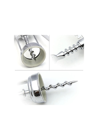 Şarap Mantar Tıpa Açacağı Paslanmaz Çelik Şişe Açacağı Tirbuşon Gümüş