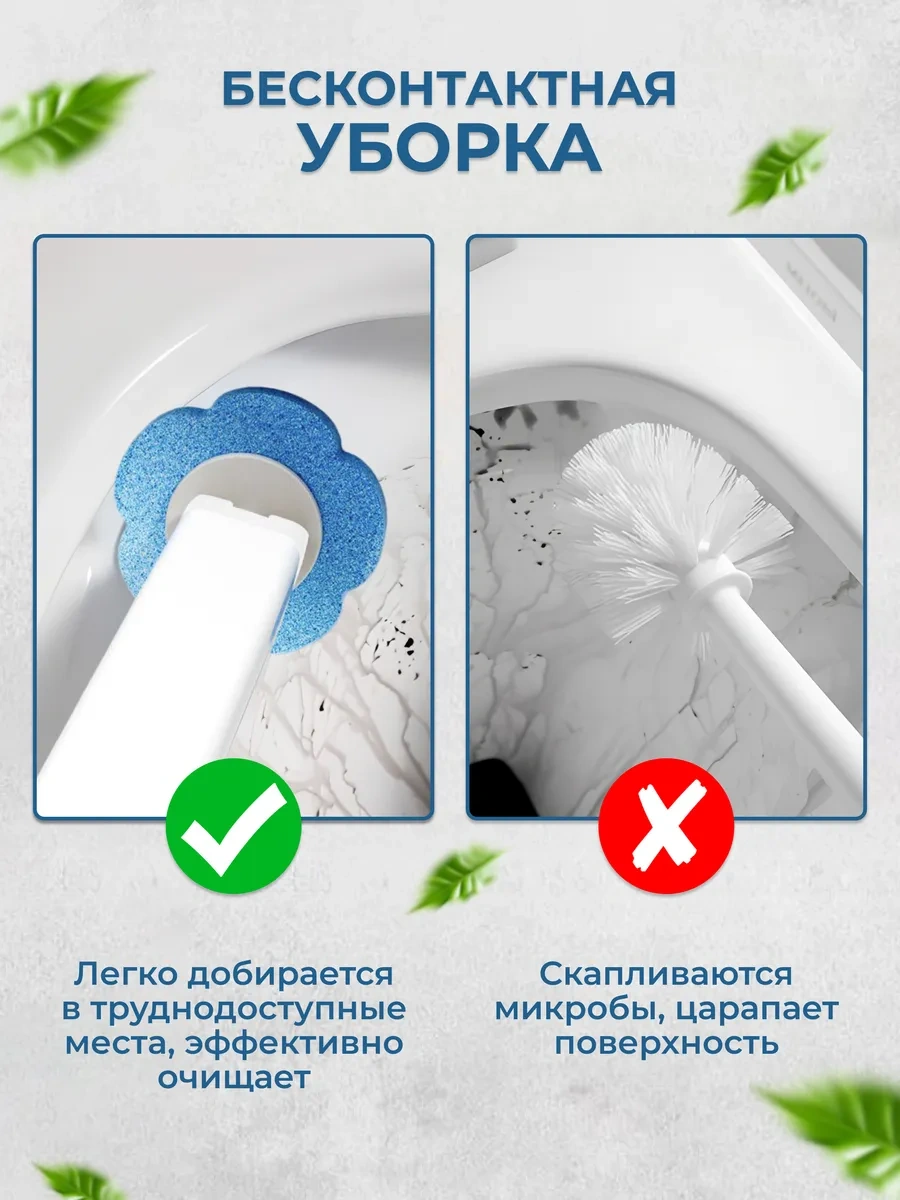 Washhome Temassız Tuvalet Fırçası İçin Değiştirilebilir Başlıklar 18 Adet 198614832 Açık Mavi