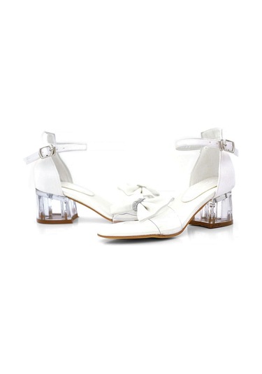 Jessie Sedef Saten Kurdeleli Kız Çocuk Topuklu Ayakkabı Ekru