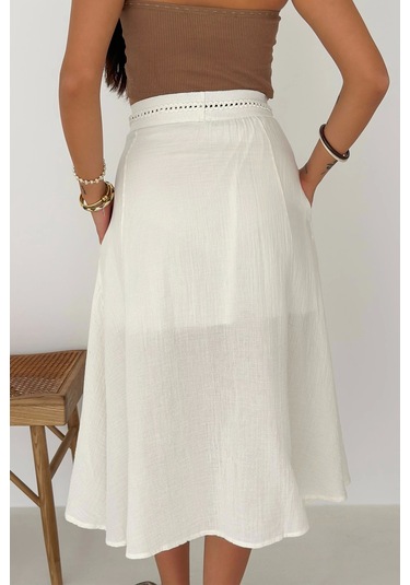 Beli Garnili Etek Beyaz Beyaz