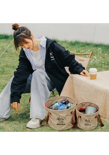 Prestigegoods 10l Katlanabilir Piknik Kamp Yiyecek Çantası Pvc Haki Halin At6658-10 Haki