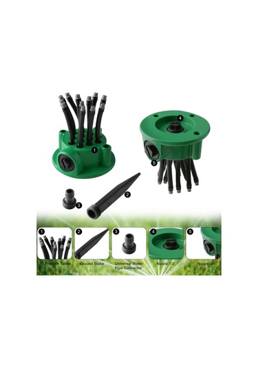 Tenfowee Bahçe Sulama Aleti: 12 Esnek Fıçıklı 360 Derece Otomatik Sprinkler, Çift Paket, Çim, Bitki Ve Bahçe İçin Büyük Kaplama Alanı