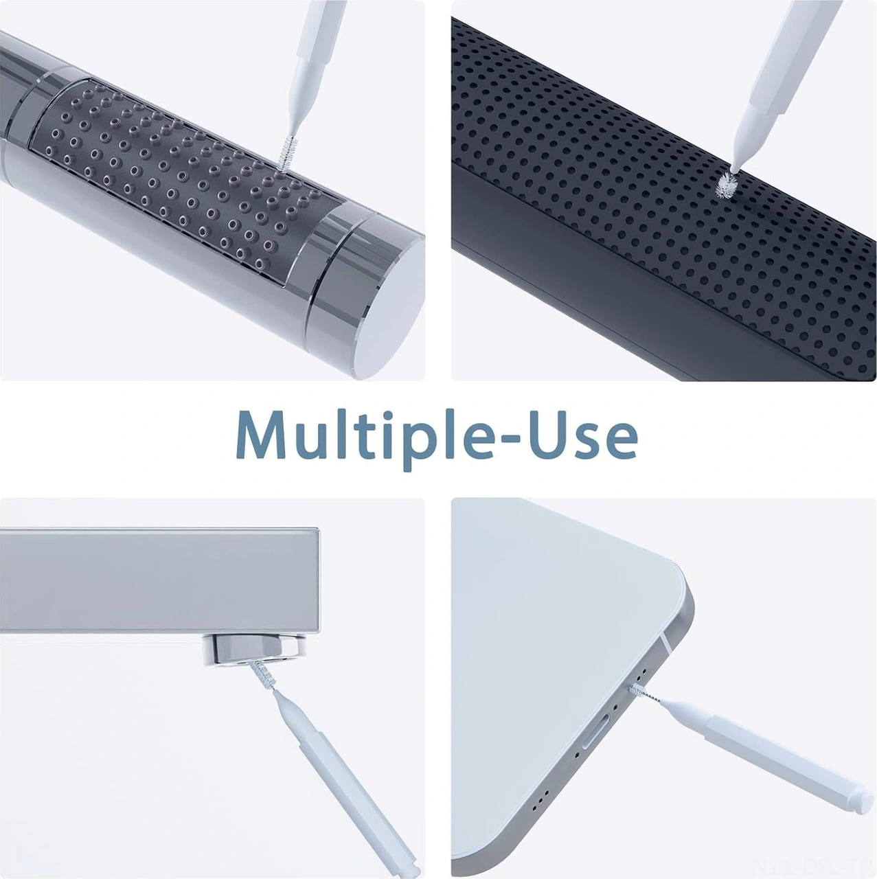 Dofolink Duş Başlığı Tıkanıklık Açıcı Seti - 20 Adet Nylon Fırça İle Delik Temizliği, Anti-kayma Kolu Ve Depolama Kutusu - Banyo Temizlik Aleti Beyaz