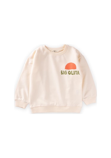 Cigit Bıg Olıta Baskılı Sweatshirt 2-10 Yaş Ekru Ekru