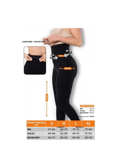 Enenstyle Fashıon Boutıque Özel Üretim Beden Inceltici Toparlayıcı Esnek Lazer Kesim Yüksek Belli Hayalet Korseli Kadın Tayt SiYAH