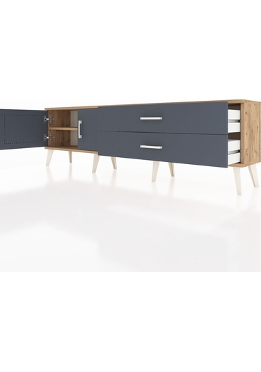 Arges Tv Ünitesi Tek Raflı 2 Çekmeceli 2 Kapaklı 176x30x51 Çam-antrasit/antrasit Antrasıt/antrasıt Arges Tv Ünitesi Tek Raflı 2 Çekmeceli 2 Kapaklı 176x30x51 Çam-antrasit/antrasit Antrasıt/antrasıt