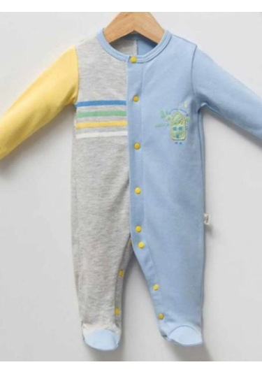 Erkek Bebek Aksesuar Detaylı Tulum-14946 Mavi