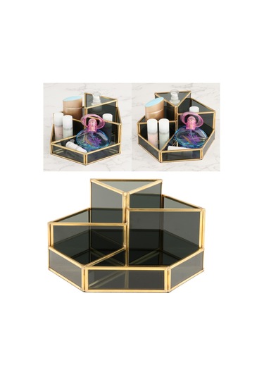 Suntek Banyo Için Makyaj Organizatör Masa Depolama Tutucu Siyah A Siyah