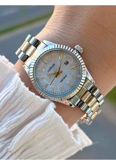 Coliseum Çelik Kordon Takvimli Kadran Özel Tasarım Vintage Seri Kadın Kol Saati+bileklik Ps.8341.m8 Gümüş