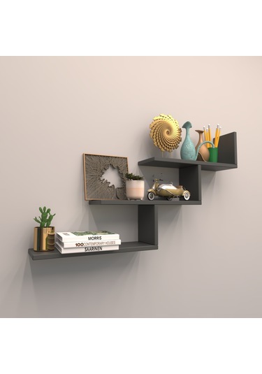 Rafkestir 3 Lü Almira Duvar Rafı Antrasit ( Mat )