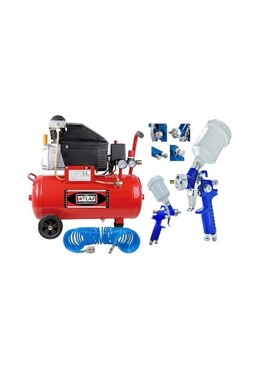 Attlas 50 Litre Hava Kompresörü Ve Üstten Depolu Hava Boya Tabanc