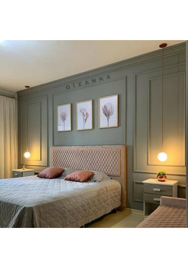 Yatak Odası Tasarım Boyanabilir Çıta Hazır Kesim Anka132