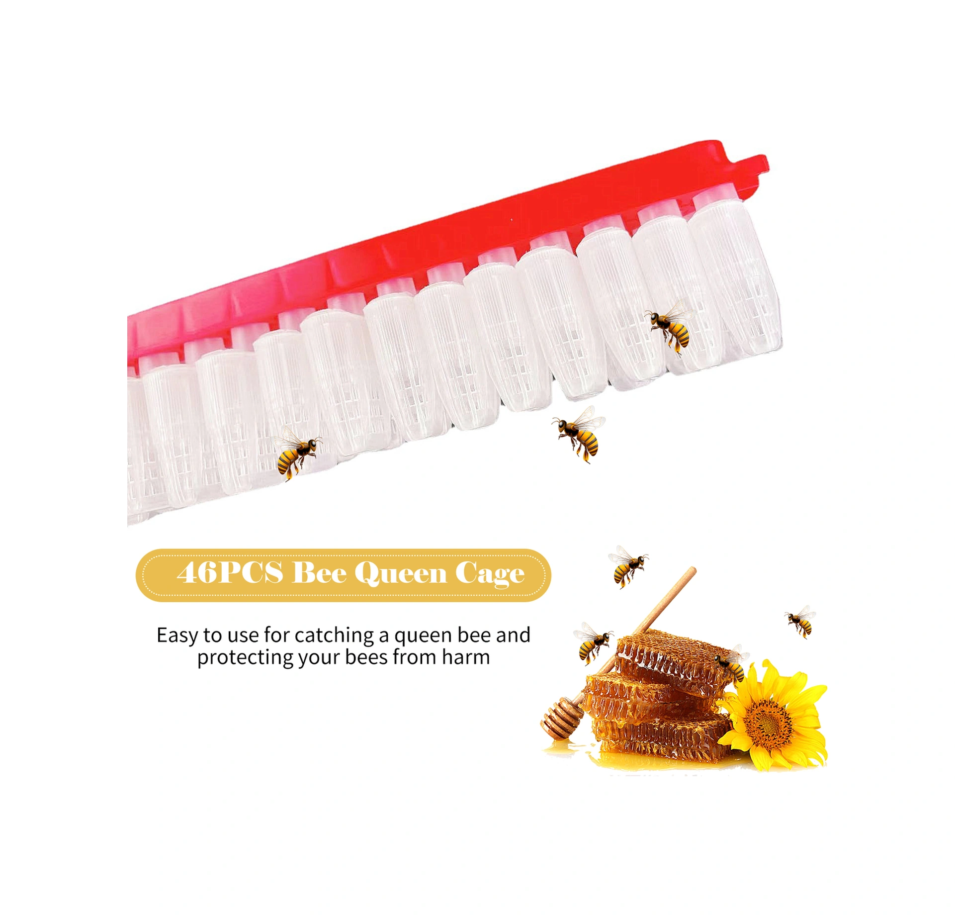 Xindoker Arı Kraliçe Taşıma Aleti, Arıcılık Ekipmanı, Kraliçe Kafesi Ve Tutucu, Yeni Ve Profesyonel Arıcılar İçin, Plastiği, Kırmızı Rengi