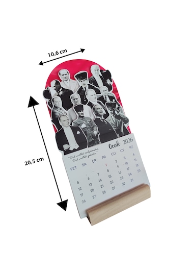 2026 Atatürk Takvimi Ahşap Ayaklı Atatürk Temalı Özel Tasarım Takvim, Atatürk 2026 Takvim