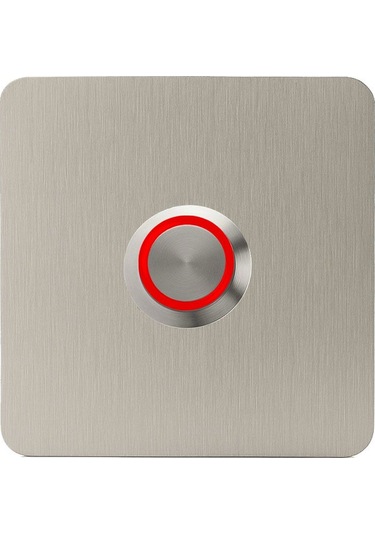 Lockway Z403k Paslanmaz 304 Kare Zil Butonu 70x70mm Kırmızı Led