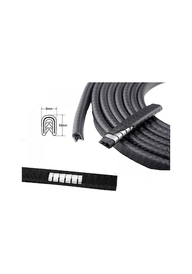 Opel Senator Uyumlu Oto Araç Kapı Koruma Fitili 5 Metre Parlak Siyah Çarpma Ve Çizilme Önleyici Koruma Bandı