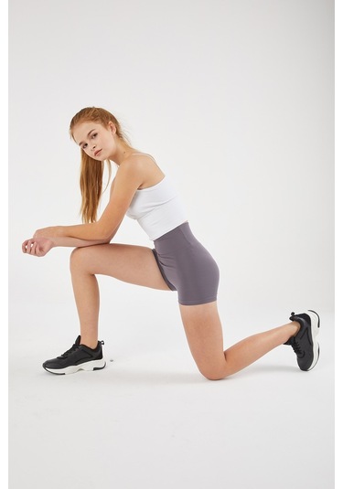 Josejuan Kadın Mini Spor Şort Tayt Yüksek Bel Sıkılaştırıcı 7400-füme Füme