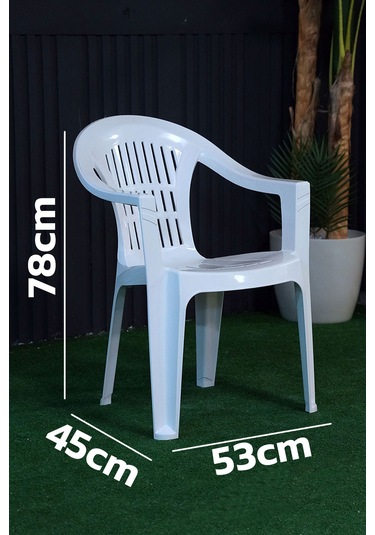 Plastik Bahar Kollu Bahçe Balkon Koltuk Beyaz 6 Adet Beyaz