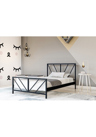 Metalia Gm 228 Gözde Siyah Tek Kişilik Karyola 90X190