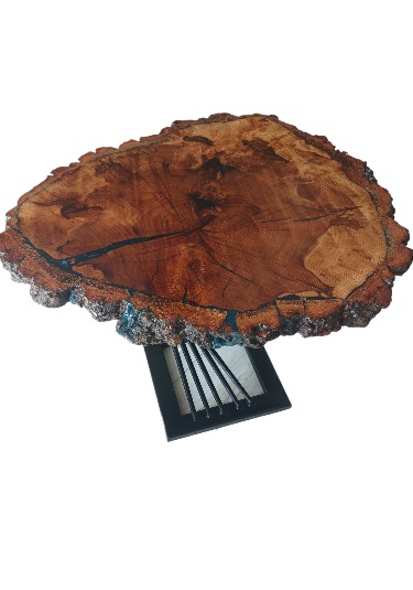 Servis Sehpası Meşe Epoksi Kaplama Açık Meşe