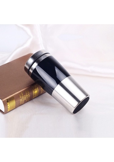 Novahub Paslanmaz Çelik 430ml Kupa Şişe, İç Yalıtımlı, İş İçin Siyah