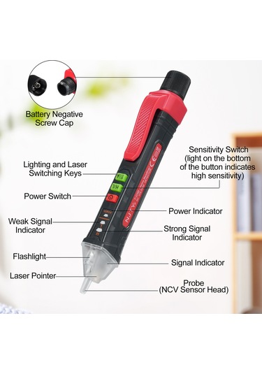 Springsun Njty Sesli Bildirimli Temasız Voltaj Dedektörü 12v-1000v/48v-1000v Çift Aralıklı Kablo Test Cihazı