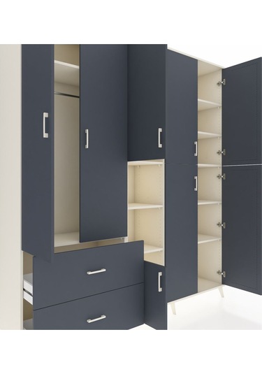 Hyperion Dolap 12 Raflı 2 Çekmeceli Tek Askılı 220x44x243 Aytaşı-antrasit/antrasit Antrasıt/antrasıt