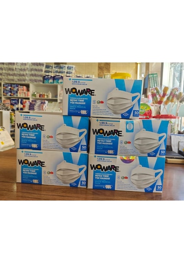 Woware Lastikli Telli Cerrahi Yüz Maskesi 5 x 50'li