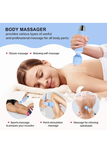 Xindoker Vücut Masaj Cihazı 8 Hızlı 20 Modlu Titreşimli Mavi Silikon Gövde Masaj Aleti Mavi