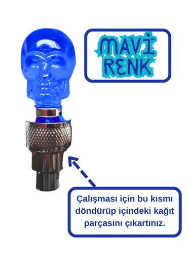 2 Adet Mavi Renk Hareket Sensörlü Led Işıklı Sibop Kafatası